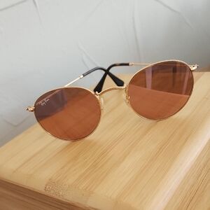 Ray-Ban Gold Sunglasses with Brown Lenses